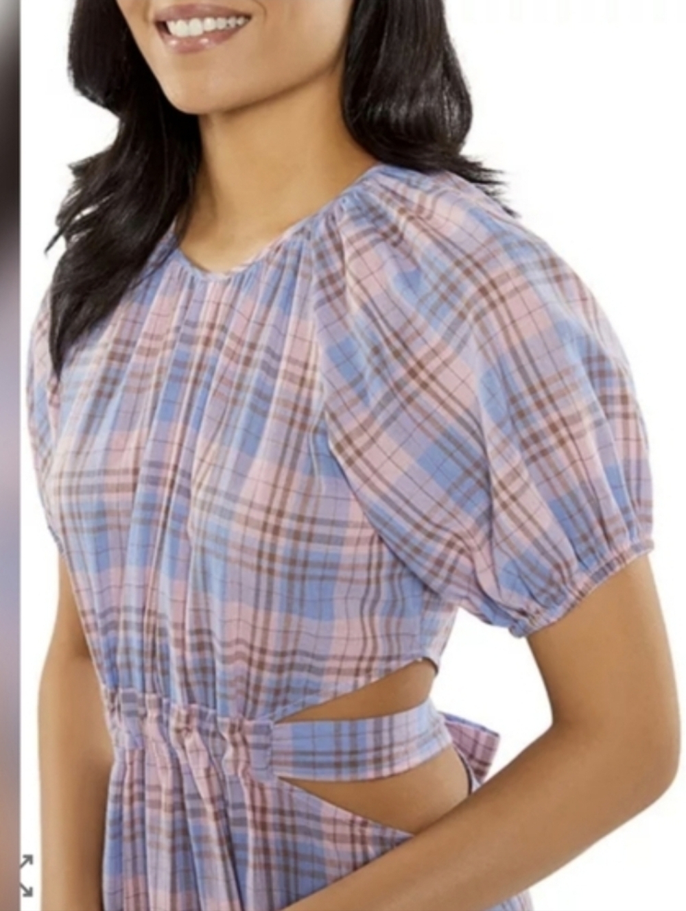 Likely Payson Side Cutout Plaid Cottagecore Tiered Ruffle Hem Dress - Picture 3 of 6